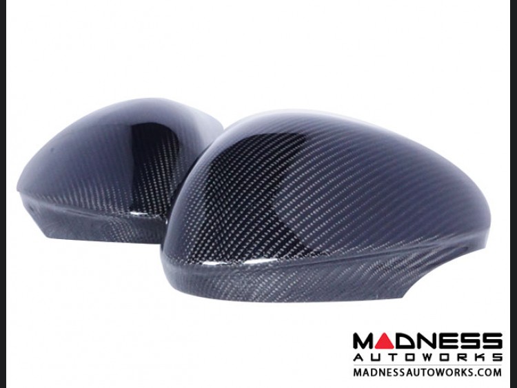 Alfa Romeo Stelvio Mirror Covers - Carbon Fiber - Full Replacements - Feroce Carbon - w/ Factory Clips 